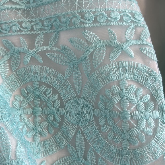 Cynthia Steffe embroidered aqua dress - Picture 4 of 6